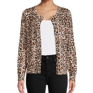 NWT Time and Tru Women's Size Small Leopard Button Front Cardigan Sweater